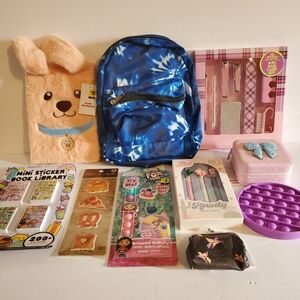 Girls Accessory and Stationery Gift Bundle With Tie-Dye Mini Backpack Easter!